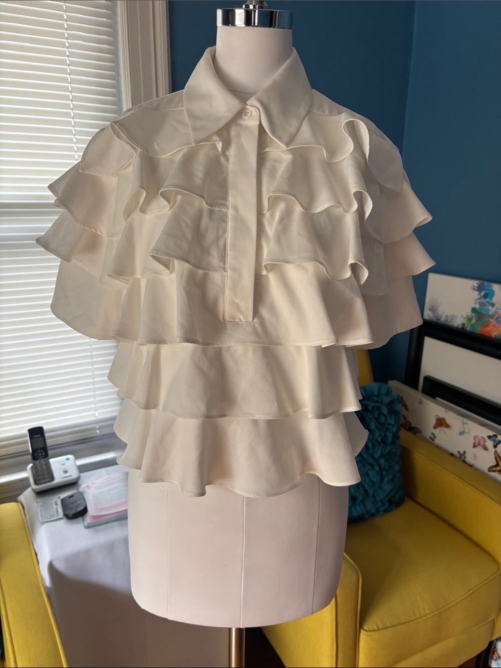 Endless Rose Ivory Ruffled Short-Sleeve Blouse